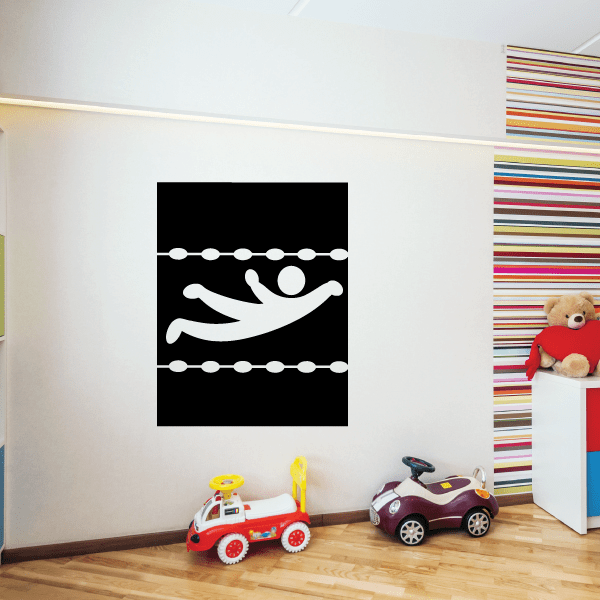Swimming wall decal, black vinyl swimmer with lane dots