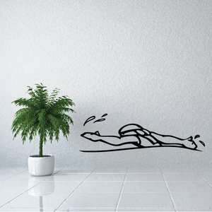 Swimming wall decal with black swimmer silhouette