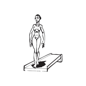 Swimming wall decal of black line-art swimmer standing on a diving board