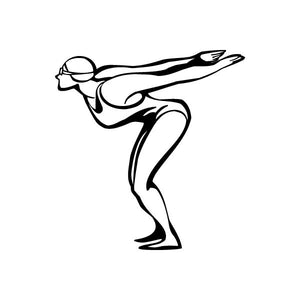 Swimming woman wall decal, vinyl outline of swimmer figure, black