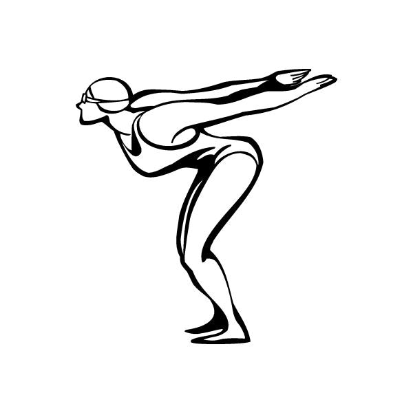 Swimming woman wall decal, vinyl outline of swimmer figure, black