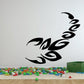 Black abstract scorpion wall decal with stylized claws and tail