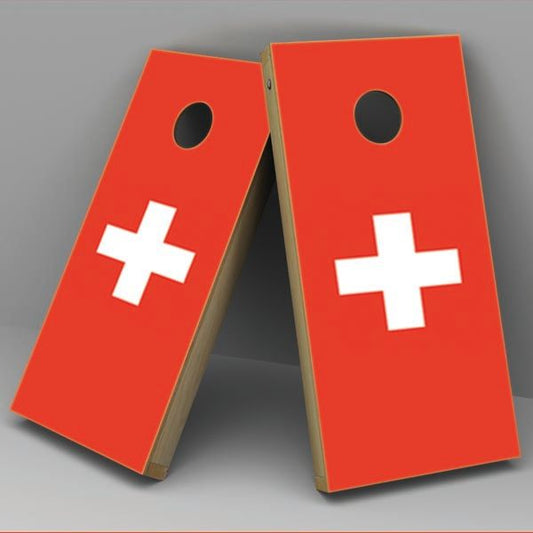 Switzerland Flag Cornhole Board Vinyl Decal Wrap