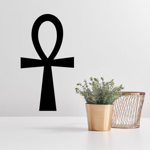 Black ankh symbol decal in bold silhouette
