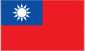 Taiwan flag sticker, red background with blue corner and white sun