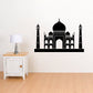 Taj Mahal wall decal, black silhouette of monument with domes and arches