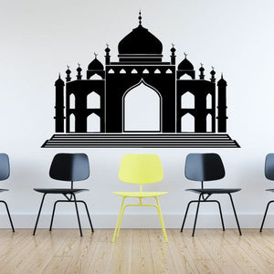Black Taj Mahal-style wall decal with central arch and domes