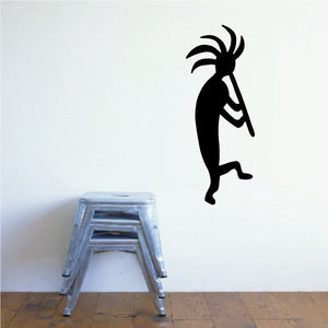 Black standing Kokopelli wall decal silhouette