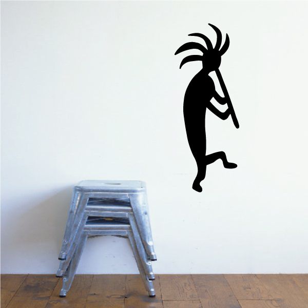 Black standing Kokopelli wall decal silhouette