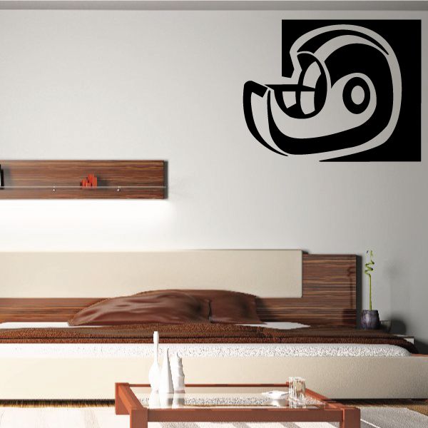 Tape dispenser wall decal, black circular icon with tape outline