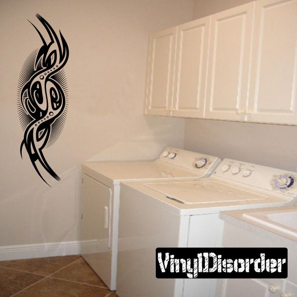 Black tribal tattoo-style wall decal with bird-like design