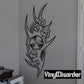 Black geometric dragon head vinyl wall decal with starlike shapes