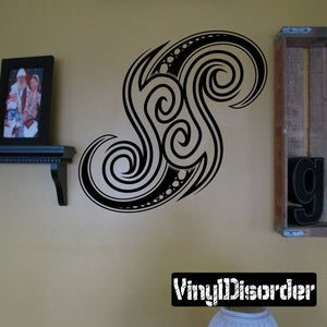Black swirl vinyl wall decal with ornate curling pattern