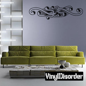 Ornate black vinyl tattoo wall decal with scrollwork flourish