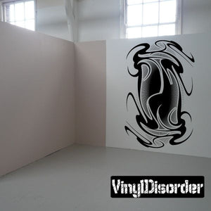 Black tattoo-style vinyl wall decal with ornate swirling tribal design