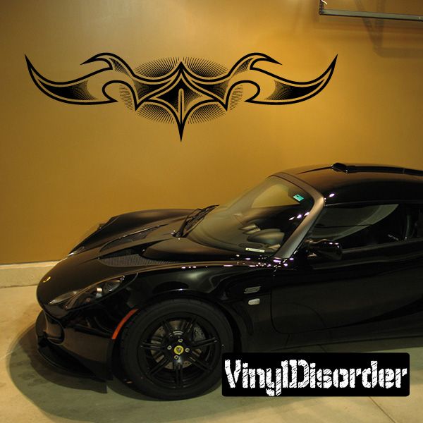 Black tribal wing tattoo wall decal with ornate symmetrical design