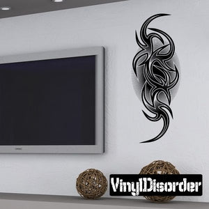 Black tribal tattoo vinyl wall decal with VividDecor wordmark