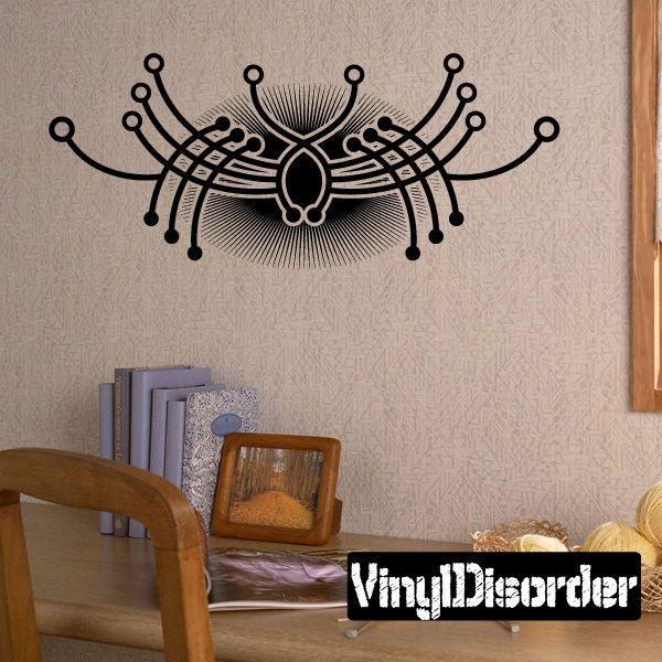 Black vinyl wall decal with ornate spiderweb mandala and central oval