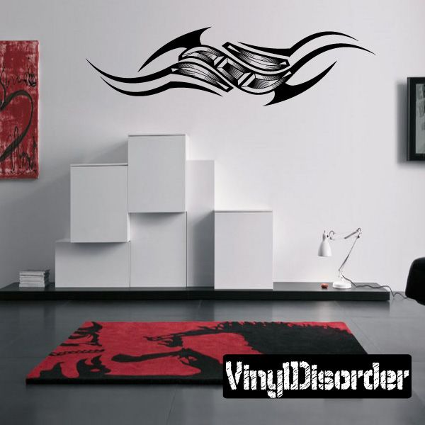 Black tribal tattoo vinyl wall decal with swirl design