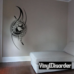 Black dragon wing tattoo wall decal, vinyl sticker with bold line art