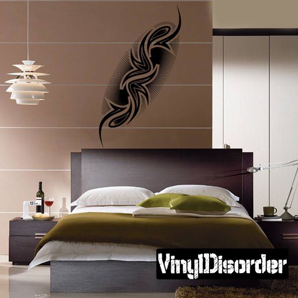 Tribal tattoo wall decal, black winged tribal design on vinyl backing