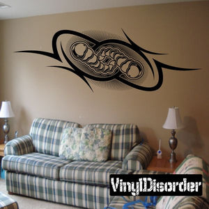Black and white koi fish tattoo-style wall decal with tribal line details