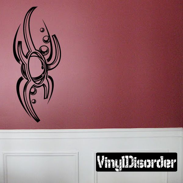 Tribal tattoo wall decal, black dagger and circular ornament design