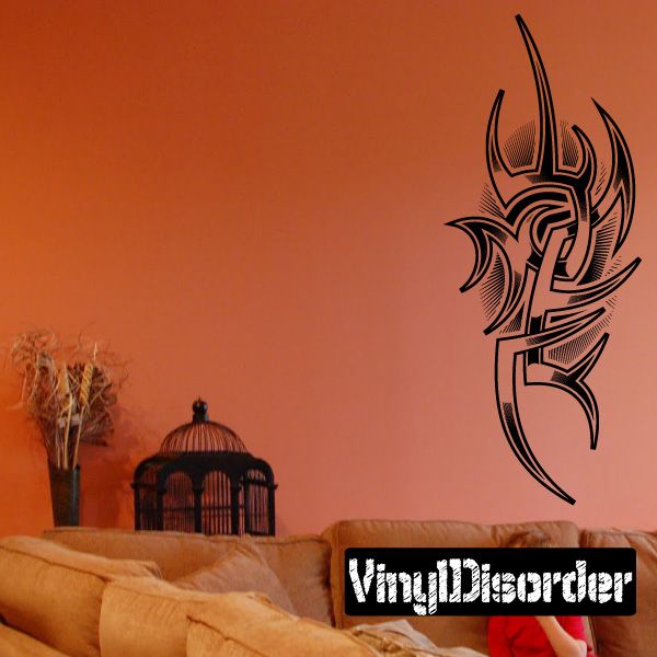 Vinyl wall decal, black tribal winged tattoo-style emblem