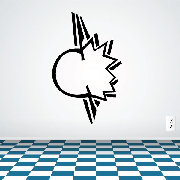 Black spiked tattoo wall decal with circular center and lightning-bolt points
