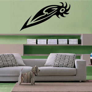 Tattoo-style vinyl wall decal, black tribal flame pattern