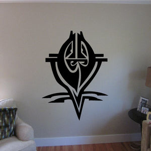 Black tribal tattoo-style wall decal with pointed dagger and ornate lines