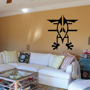 Black geometric tattoo vinyl decal with flame-like center and spiked cross design