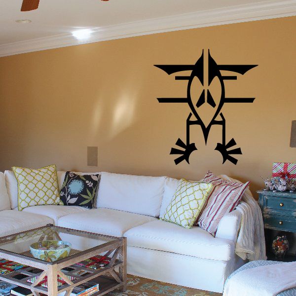 Black geometric tattoo vinyl decal with flame-like center and spiked cross design