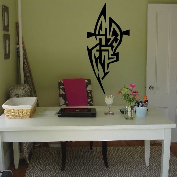 Black tattoo-style wall decal vinyl emblem with angular lettering