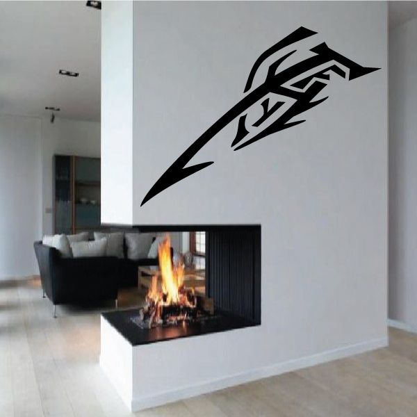 Black tribal tattoo-style wall decal sticker on wall