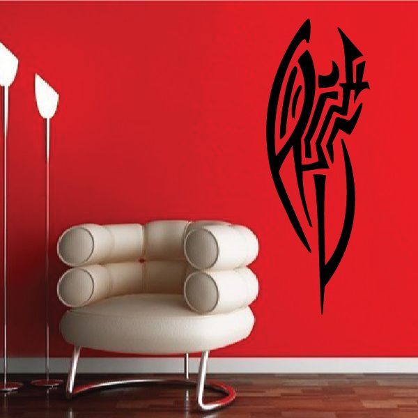 Black tribal tattoo wall decal with bold jagged emblem