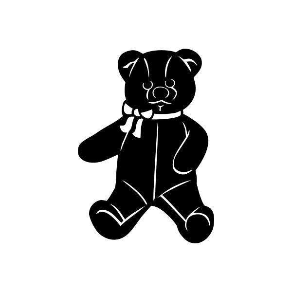 Black teddy bear vinyl decal sticker with bow tie and small details