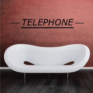 Telephone wall decal: 'TELEPHONE' text with white handset icon