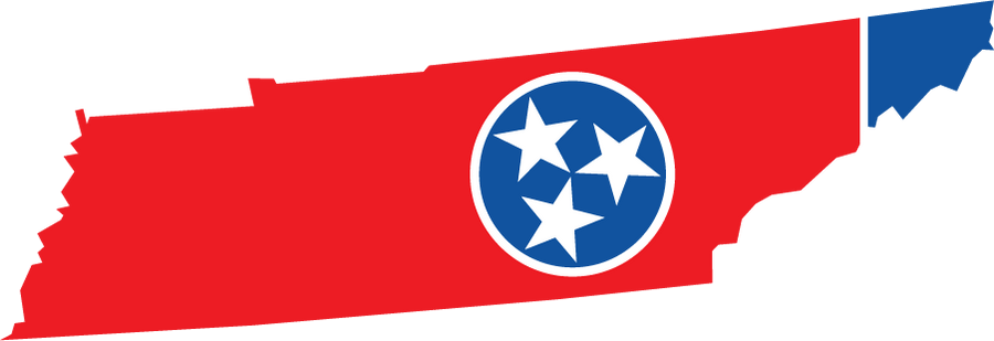 Tennessee Shape State Flag Sticker, isolated printed sticker artwork