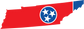 Tennessee state flag shape sticker with blue star emblem in circular badge