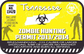 Yellow zombie hunting permit sticker with Tennessee title, biohazard symbol, permit text