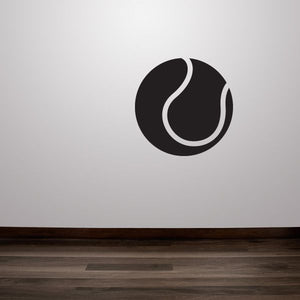 Tennis ball wall decal, black circular vinyl sticker with curved seam lines
