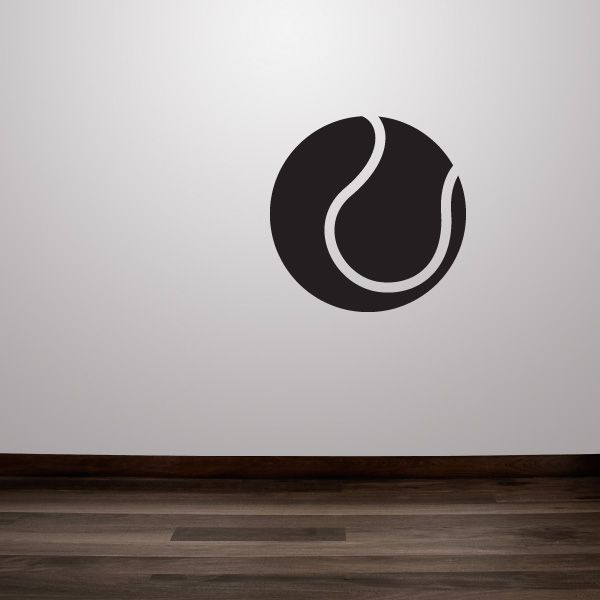 Tennis ball wall decal, black circular vinyl sticker with curved seam lines