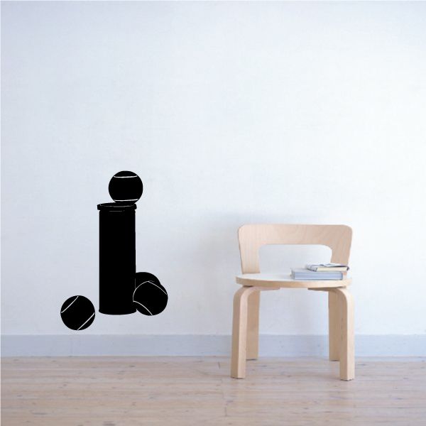 Tennis ball wall decal with black tennis ball silhouettes