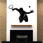 Tennis player wall decal vinyl sticker, black silhouette of player with racket and arms out