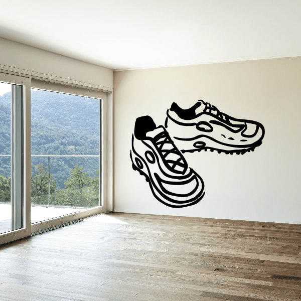 Tennis shoe vinyl decal: black and white sneakers