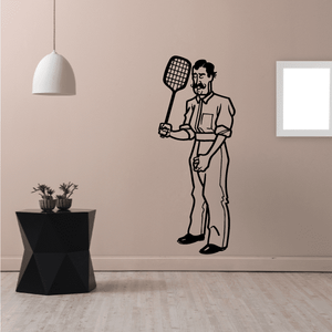 Tennis wall decal of a man holding a tennis racket