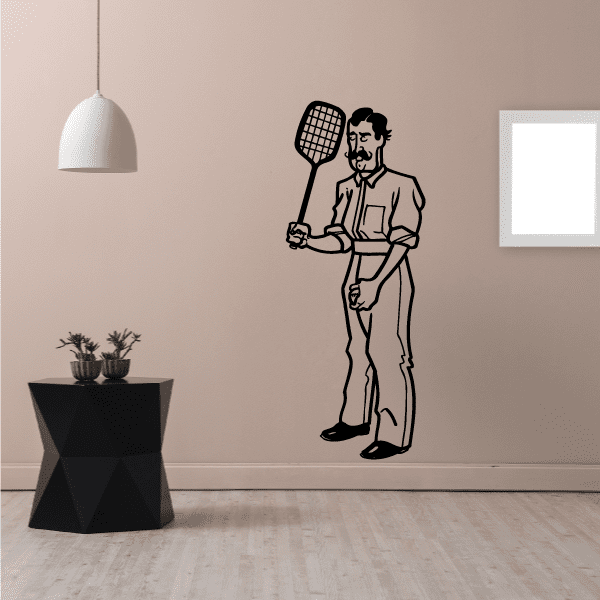 Tennis wall decal of a man holding a tennis racket
