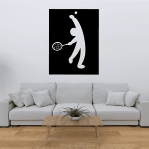 Tennis player wall decal vinyl with racket and ball icon