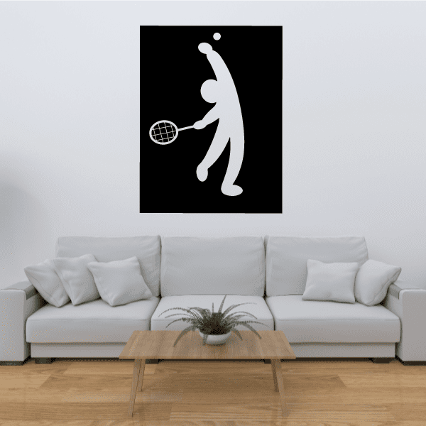 Tennis player wall decal vinyl with racket and ball icon
